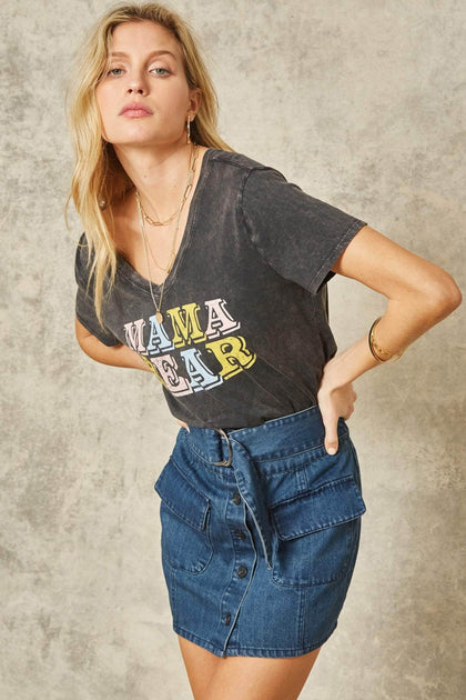 Mama Bear Stone-Washed Vintage Graphic Tee