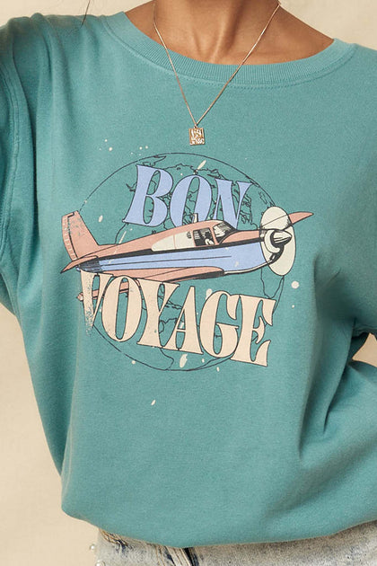 Bon Voyage Garment-Dyed Graphic Sweatshirt | ShopPromesa