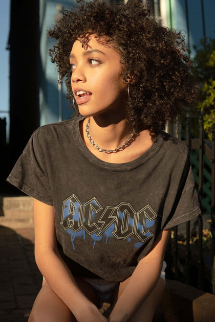 AC DC Graffiti Logo Vintage Wash Graphic Tee ShopPromesa