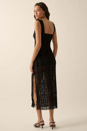 Romantic Soul Ruffled Floral Lace Midi Dress - ShopPromesa