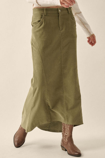 Giddy Up Corduroy High-Low Mermaid Skirt