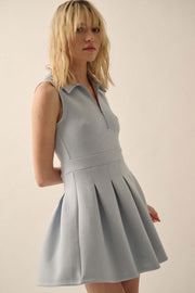 Premium Scuba Half-Zip Pleated Mini Tennis Dress - ShopPromesa