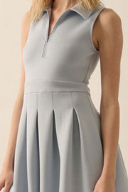 Premium Scuba Half-Zip Pleated Mini Tennis Dress - ShopPromesa