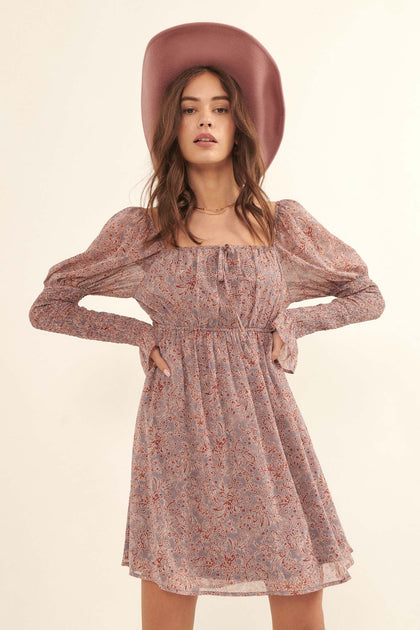 Francesca's Josanna Juliet Sleeve Mini Dress