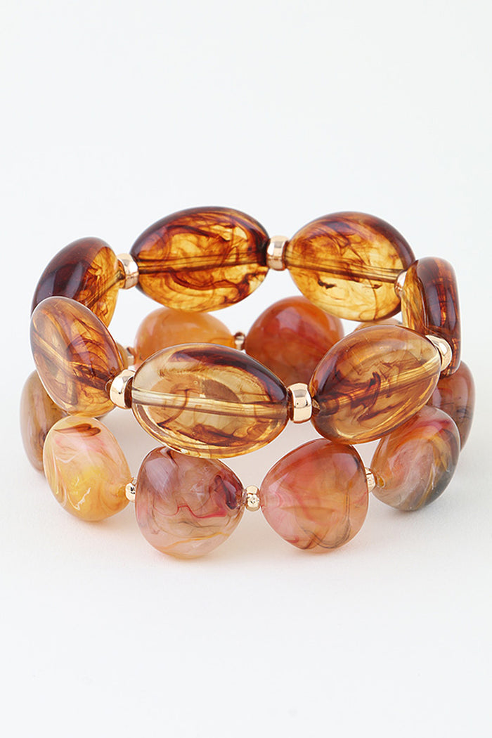Zuma Two-Piece Tortoise Resin Bead Bracelet Set - ShopPromesa