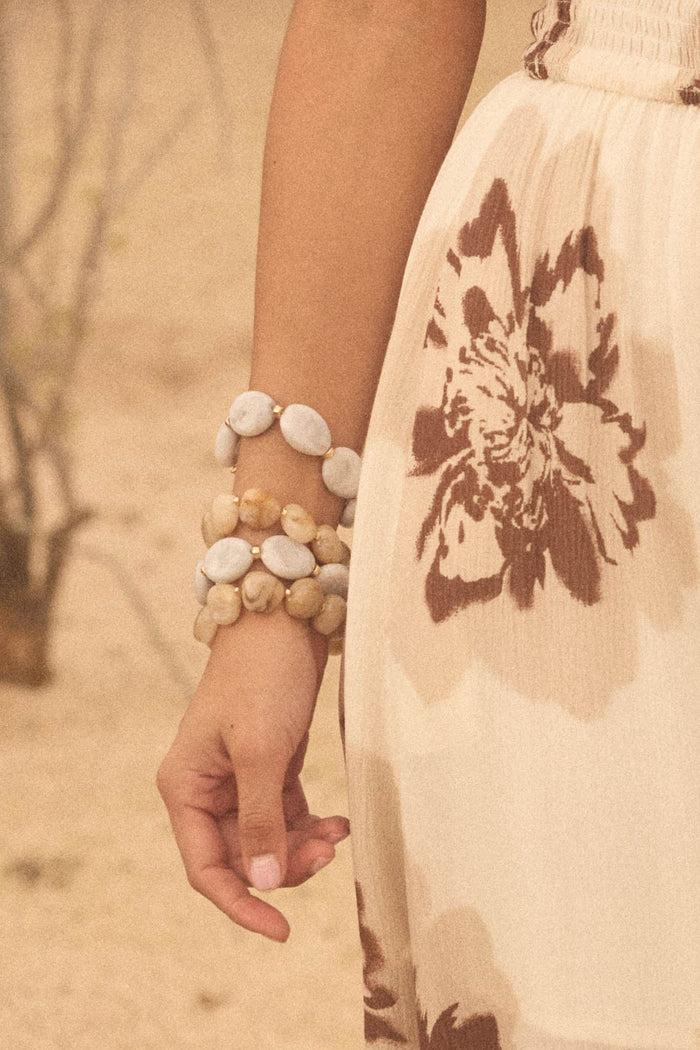 Bronson Two-Piece Marble Resin Bead Bracelet Set - ShopPromesa