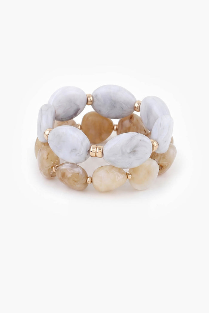 Bronson Two-Piece Marble Resin Bead Bracelet Set - ShopPromesa