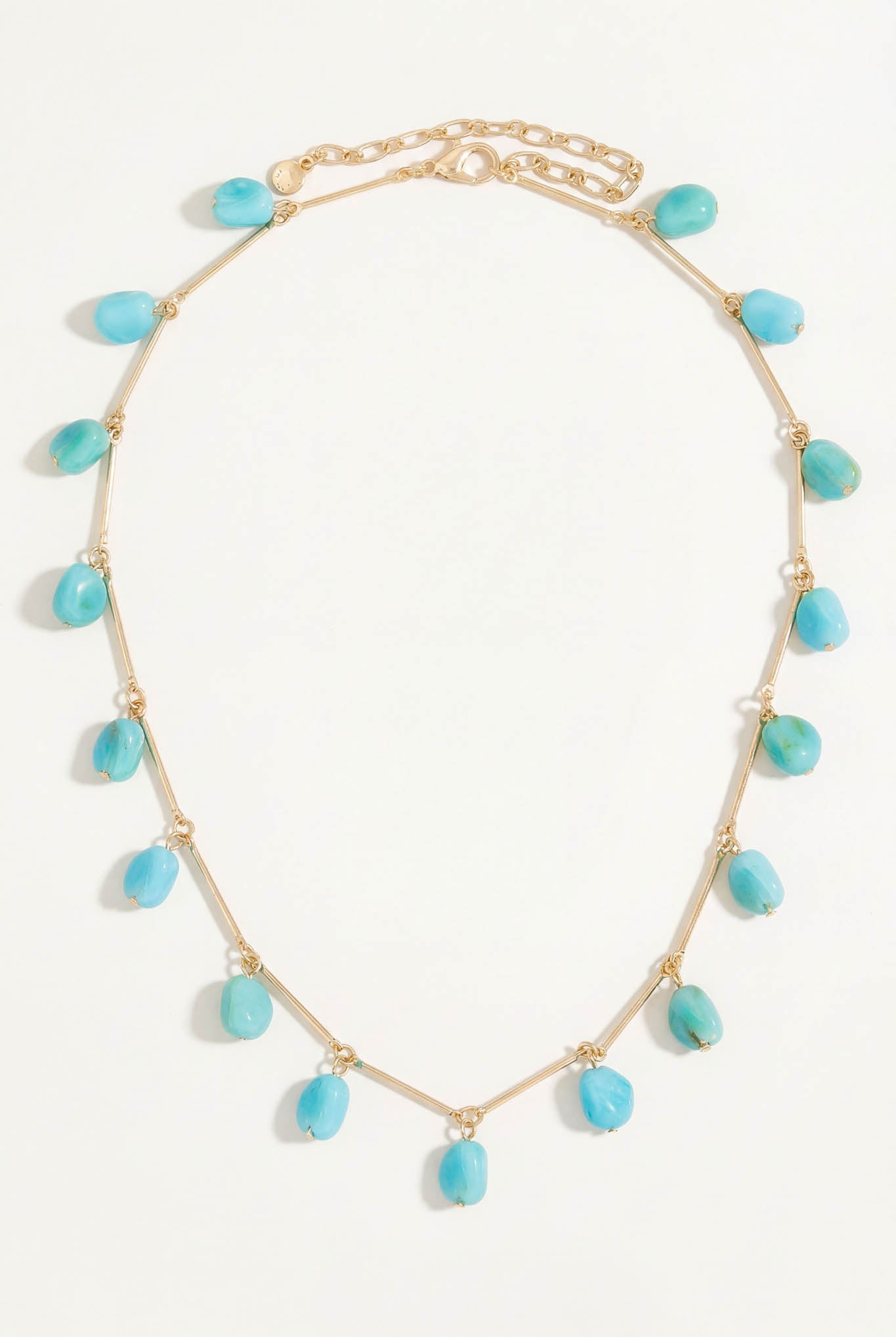 Laguna Acrylic Turquoise Gold Bar Station Necklace - ShopPromesa