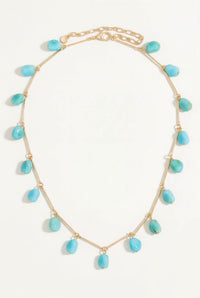 Laguna Acrylic Turquoise Gold Bar Station Necklace - ShopPromesa