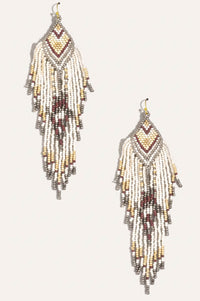 Temecula Seed Bead Fringe Chevron Drop Earrings - ShopPromesa
