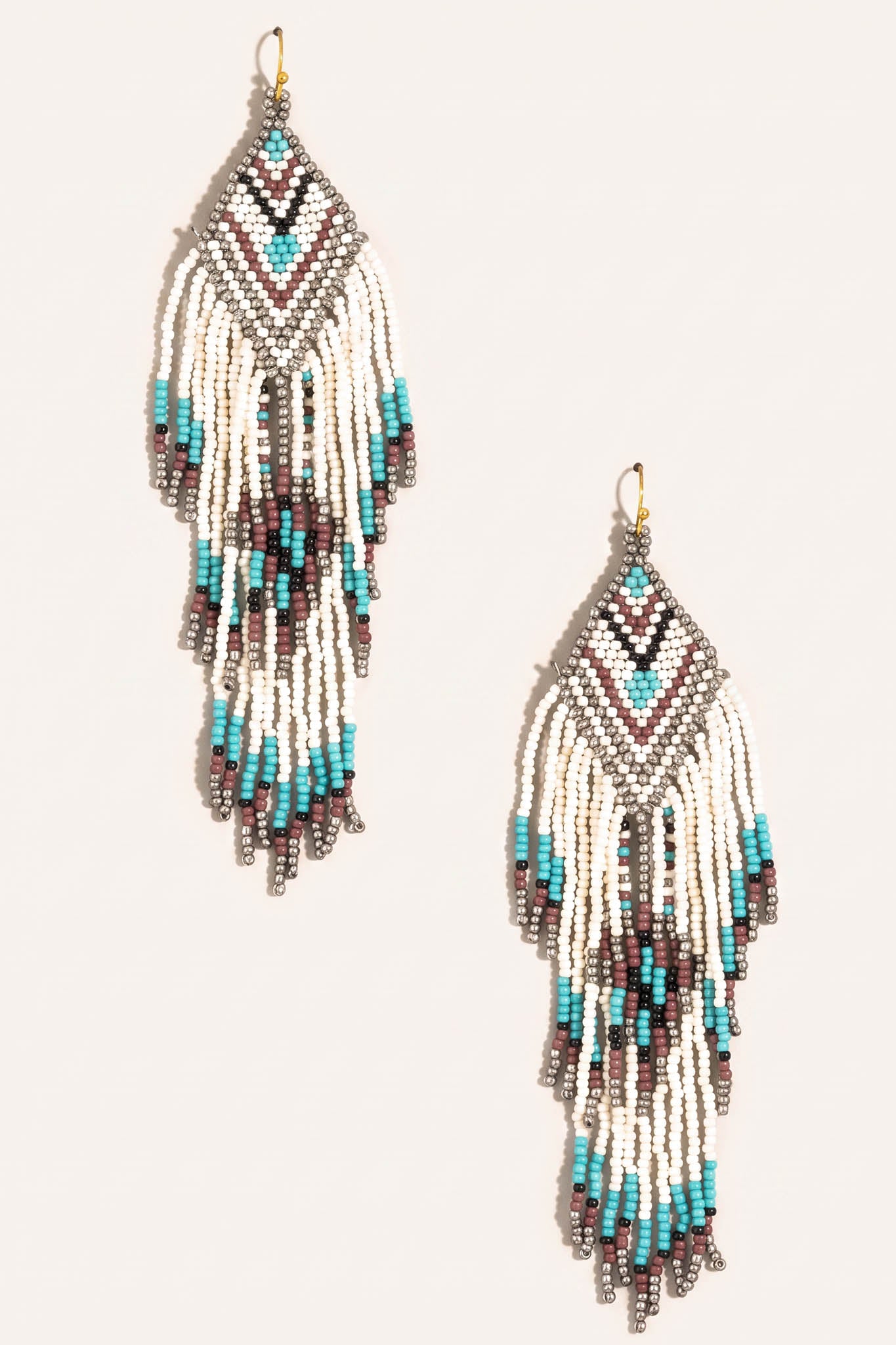 Anacapa Seed Bead Fringe Chevron Drop Earrings - ShopPromesa