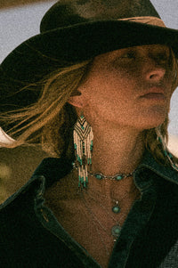 Anacapa Seed Bead Fringe Chevron Drop Earrings - ShopPromesa