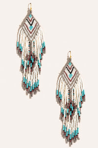 Anacapa Seed Bead Fringe Chevron Drop Earrings - ShopPromesa