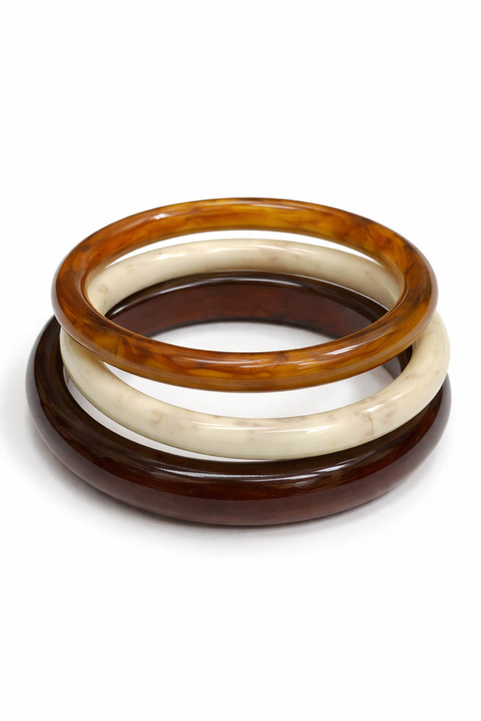 Hillhurst Three-Piece Marble Resin Bangle Set - ShopPromesa