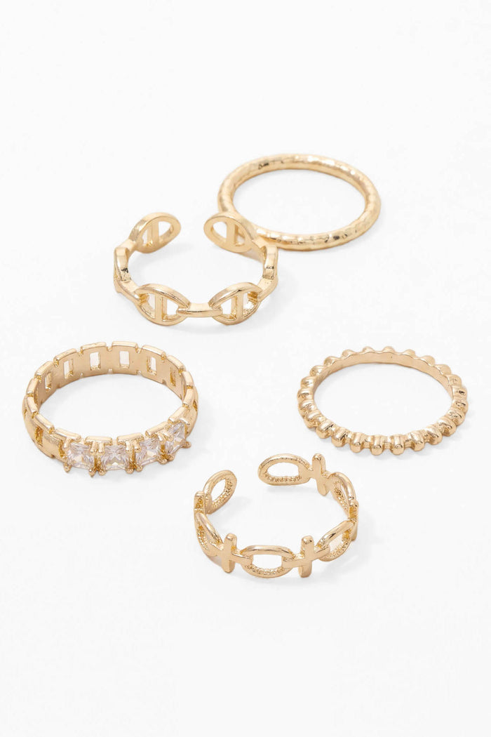 Lennox Five-Piece Assorted Gold Ring Set - ShopPromesa