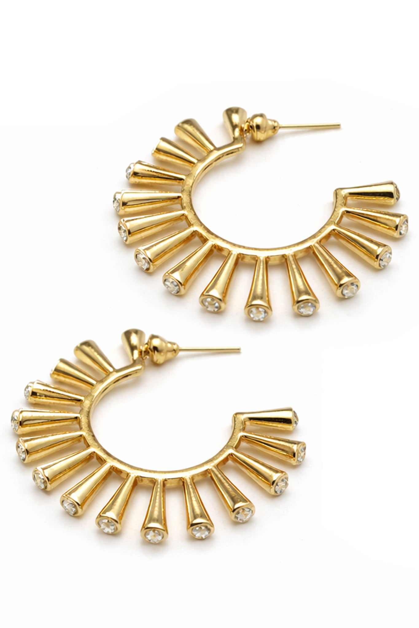 Solana Gold Rhinestone Sunburst Earrings - ShopPromesa