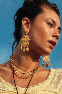 Joshua Tree Raffia-Wrapped Chandelier Earrings - ShopPromesa