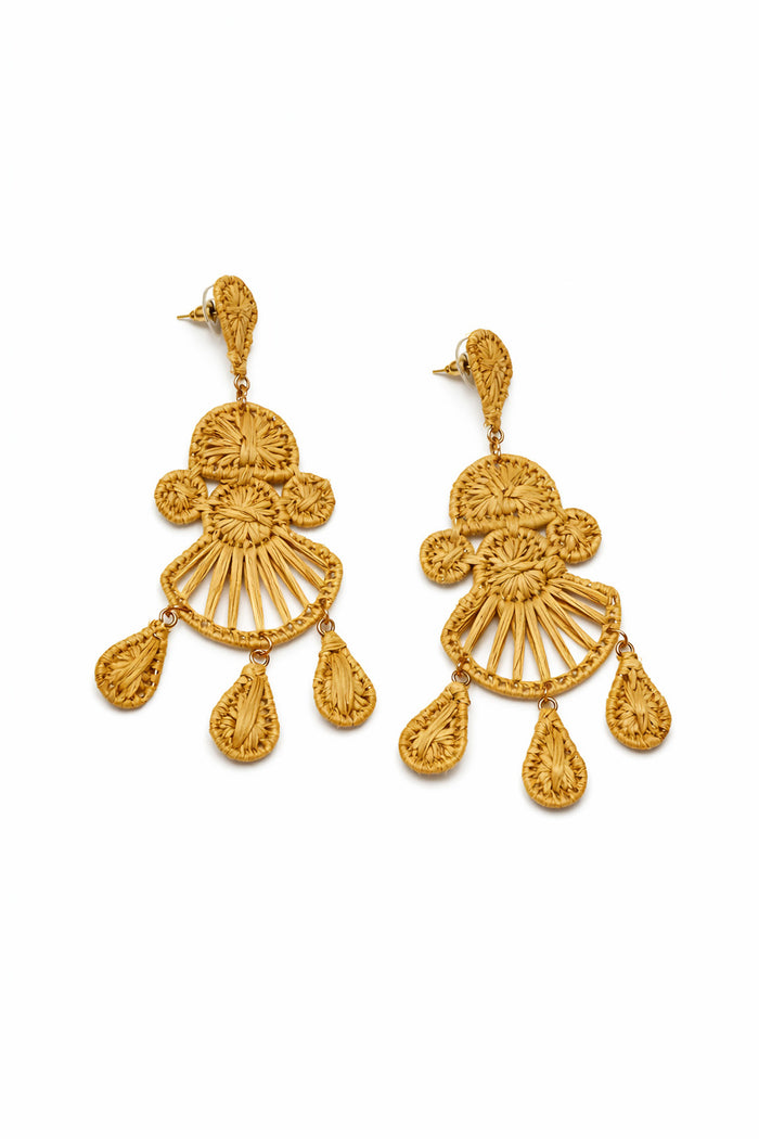 Joshua Tree Raffia-Wrapped Chandelier Earrings - ShopPromesa