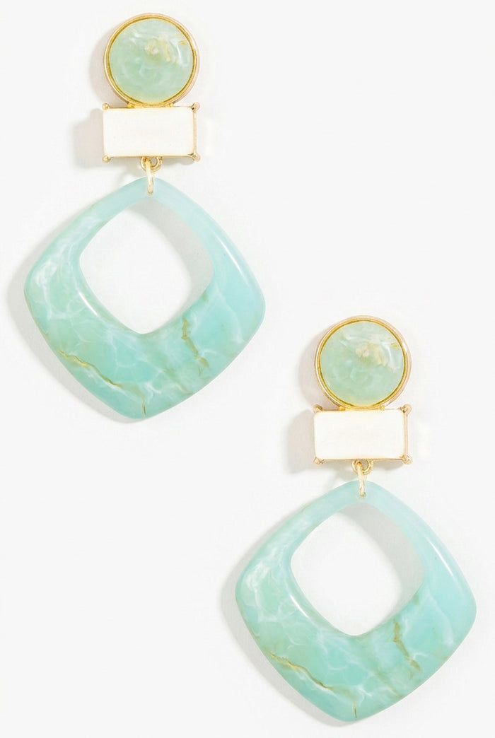 Granada Marble Resin Geometric Dangle Earrings - ShopPromesa