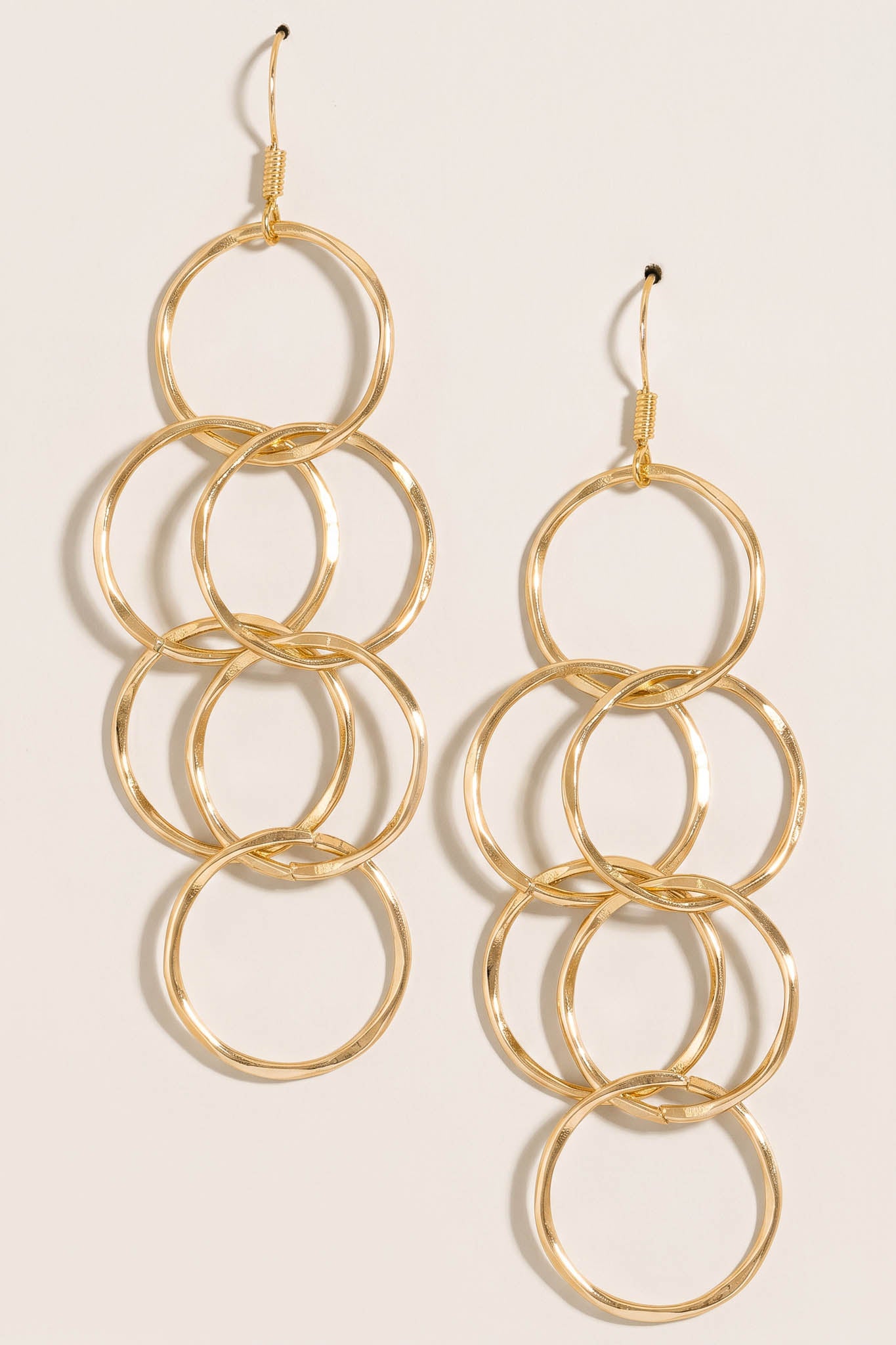 Olympic Gold-Tone Linked Hoop Dangle Earrings - ShopPromesa