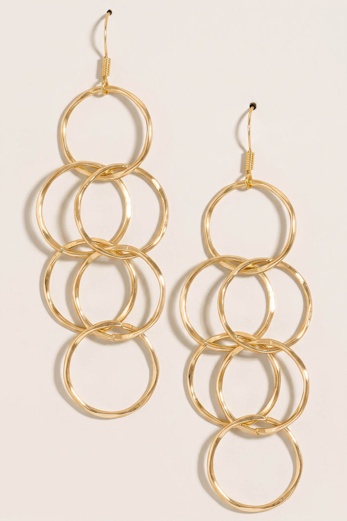Olympic Gold-Tone Linked Hoop Dangle Earrings - ShopPromesa