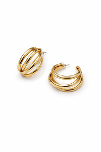 Roxbury Triple Layered Gold Hoop Earrings - ShopPromesa