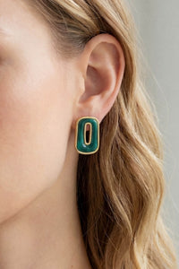 Belvedere Rectangle Marble Resin Stud Earrings - ShopPromesa