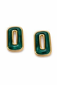 Belvedere Rectangle Marble Resin Stud Earrings - ShopPromesa