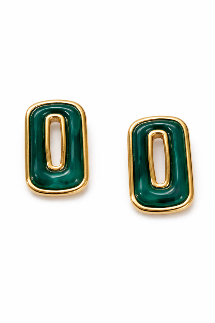 Belvedere Rectangle Marble Resin Stud Earrings - ShopPromesa