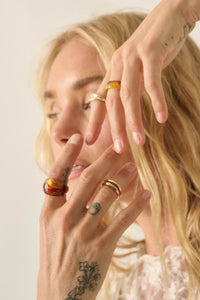 Ottone Four-Piece Tortoise Resin and Gold Ring Set - ShopPromesa