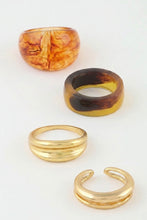 Ottone Four-Piece Tortoise Resin and Gold Ring Set - ShopPromesa