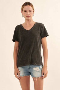 Forever Fave Vintage-Wash Cotton V-Neck Tee - ShopPromesa