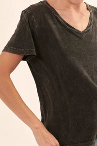 Forever Fave Vintage-Wash Cotton V-Neck Tee - ShopPromesa