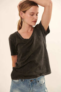 Forever Fave Vintage-Wash Cotton V-Neck Tee - ShopPromesa
