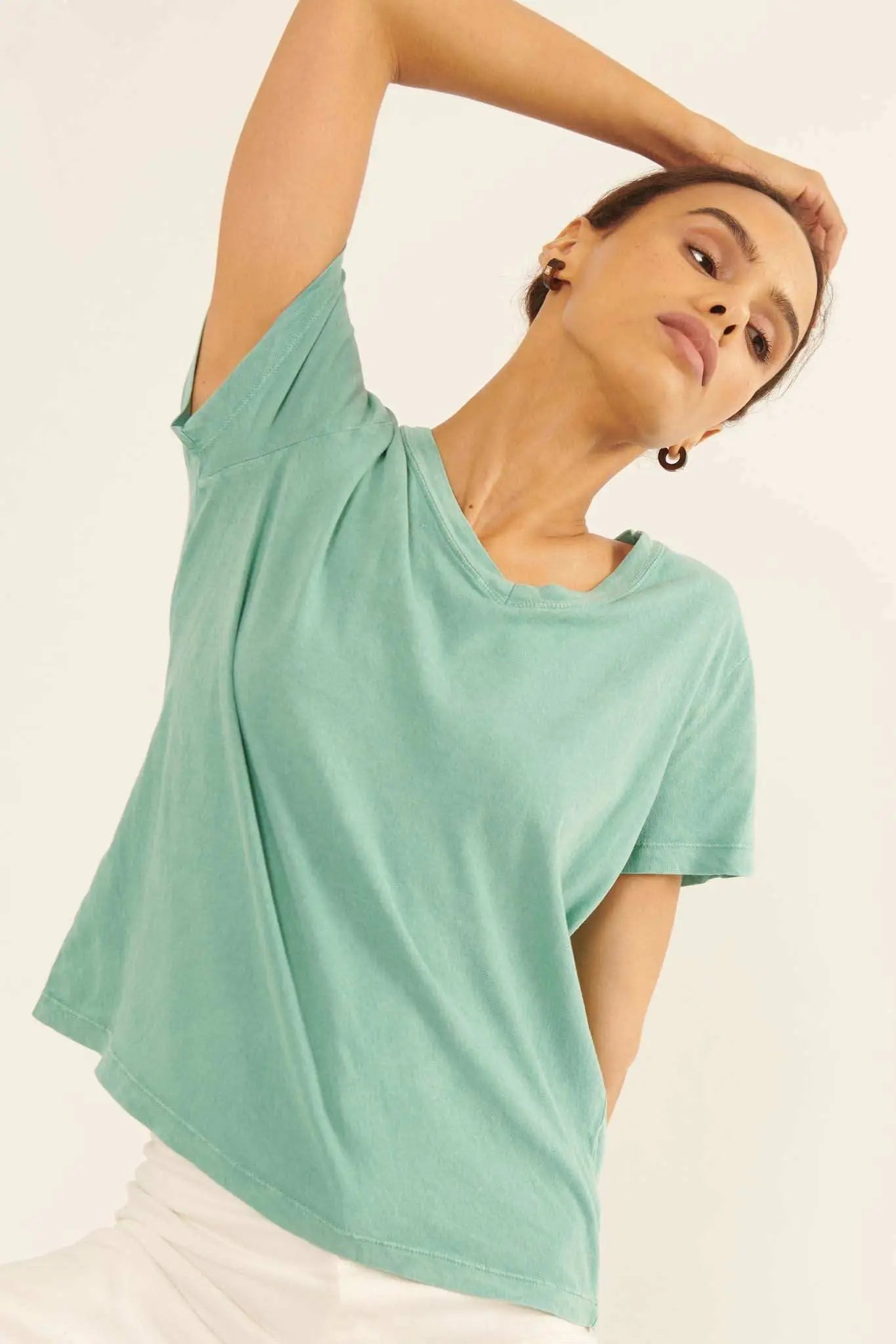 Forever Fave Vintage-Wash Cotton V-Neck Tee - ShopPromesa