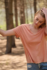 Forever Fave Vintage-Wash Cotton V-Neck Tee - ShopPromesa