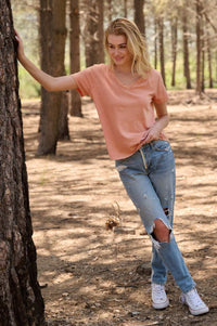Forever Fave Vintage-Wash Cotton V-Neck Tee - ShopPromesa