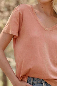 Forever Fave Vintage-Wash Cotton V-Neck Tee - ShopPromesa