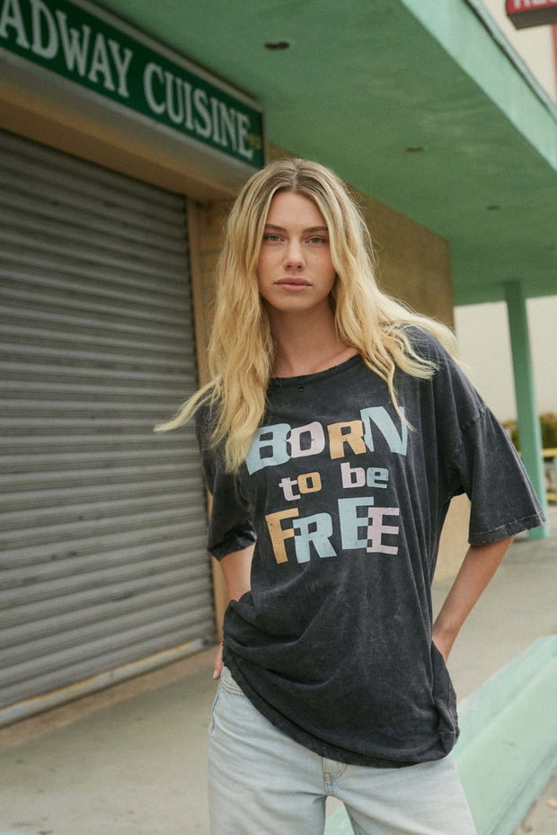 Born to Be Free Distressed Graphic Tee