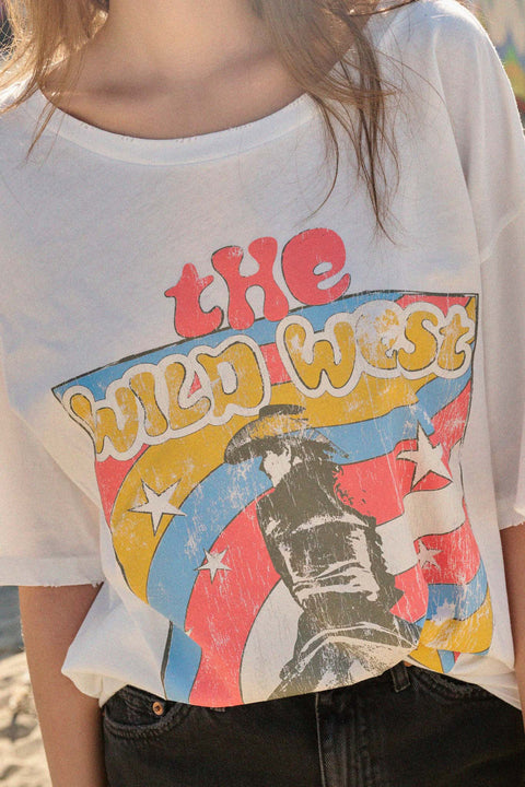 Wild West Multicolor Distressed Graphic Tee - ShopPromesa
