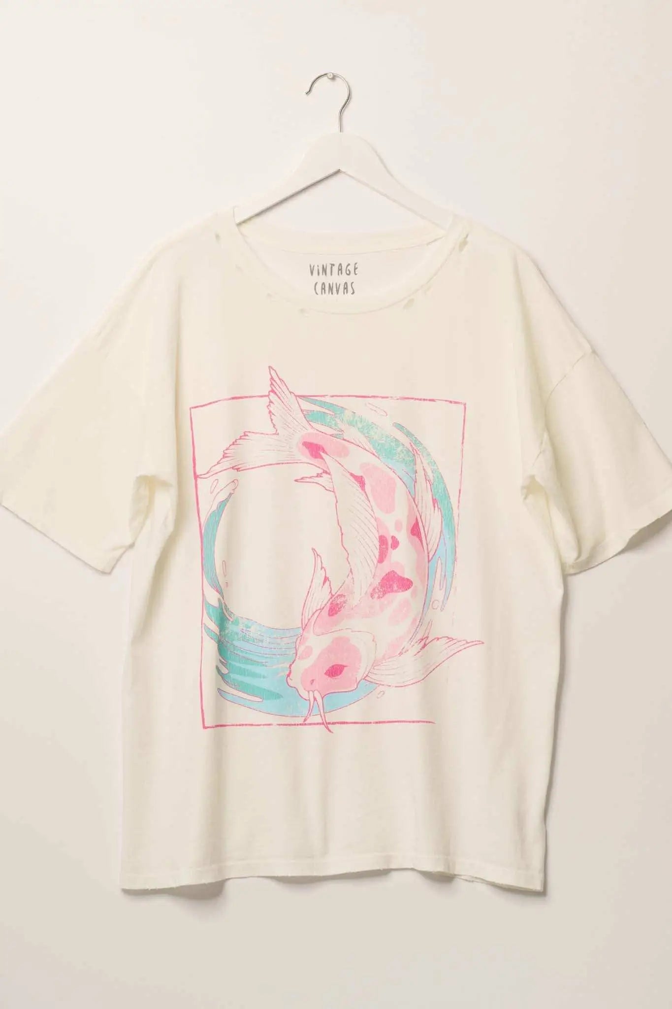 Playing Koi Oversized Distressed Grpahic Tee - ShopPromesa