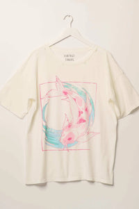 Playing Koi Oversized Distressed Grpahic Tee - ShopPromesa