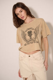 Nashville Angel Wings Guitar Cropped Graphic Tee