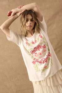 Rain and Rainbow Distressed Oversize Graphic Tee - ShopPromesa