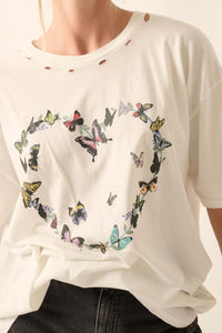 Butterfly Lover Distressed Oversized Graphic Tee - ShopPromesa