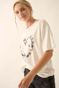 Butterfly Lover Distressed Oversized Graphic Tee - ShopPromesa