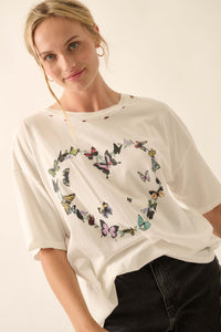 Butterfly Lover Distressed Oversized Graphic Tee - ShopPromesa