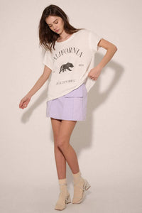 California Bear Vintage-Print Raw-Edge Graphic Tee - ShopPromesa