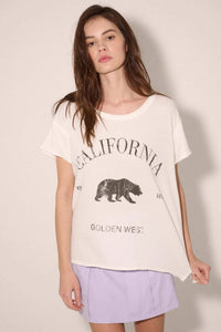 California Bear Vintage-Print Raw-Edge Graphic Tee - ShopPromesa