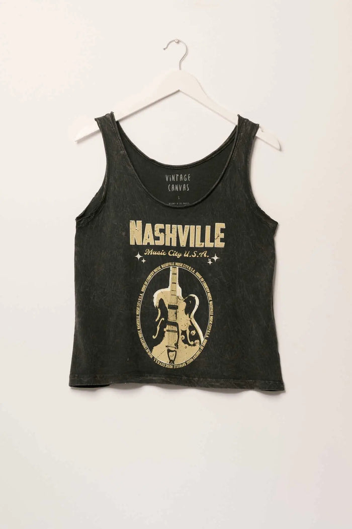 Nashville Guitar Raw-Edge Graphic Tank Top - ShopPromesa
